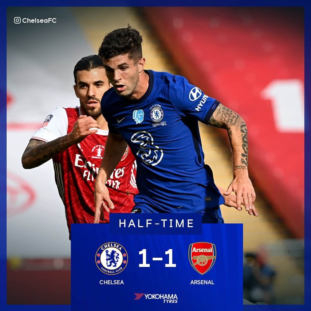 チェルシーFCさんのインスタグラム写真 - (チェルシーFCInstagram)「@cmpulisic got the Blues off to a perfect start, but Arsenal reacted well with Aubameyang equalising from the penalty spot. COME ON CHELSEA! #HeadsUpFACupFinal #CFC #Chelsea」8月2日 2時21分 - chelseafc