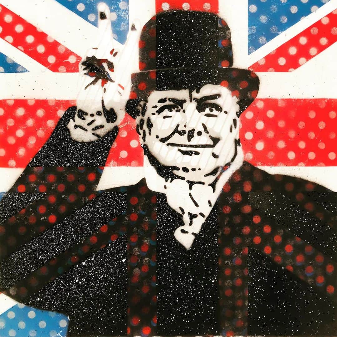 LOOTONEのインスタグラム：「LOOTONE Stencil 2020 "Winston Churchill"  Size : 30cm X 30cm X 2.5cm  この作品へのお問い合わせは ガレリア・グラフィカ(銀座)まで。 Contact this artwork www.galleriagrafica.com」