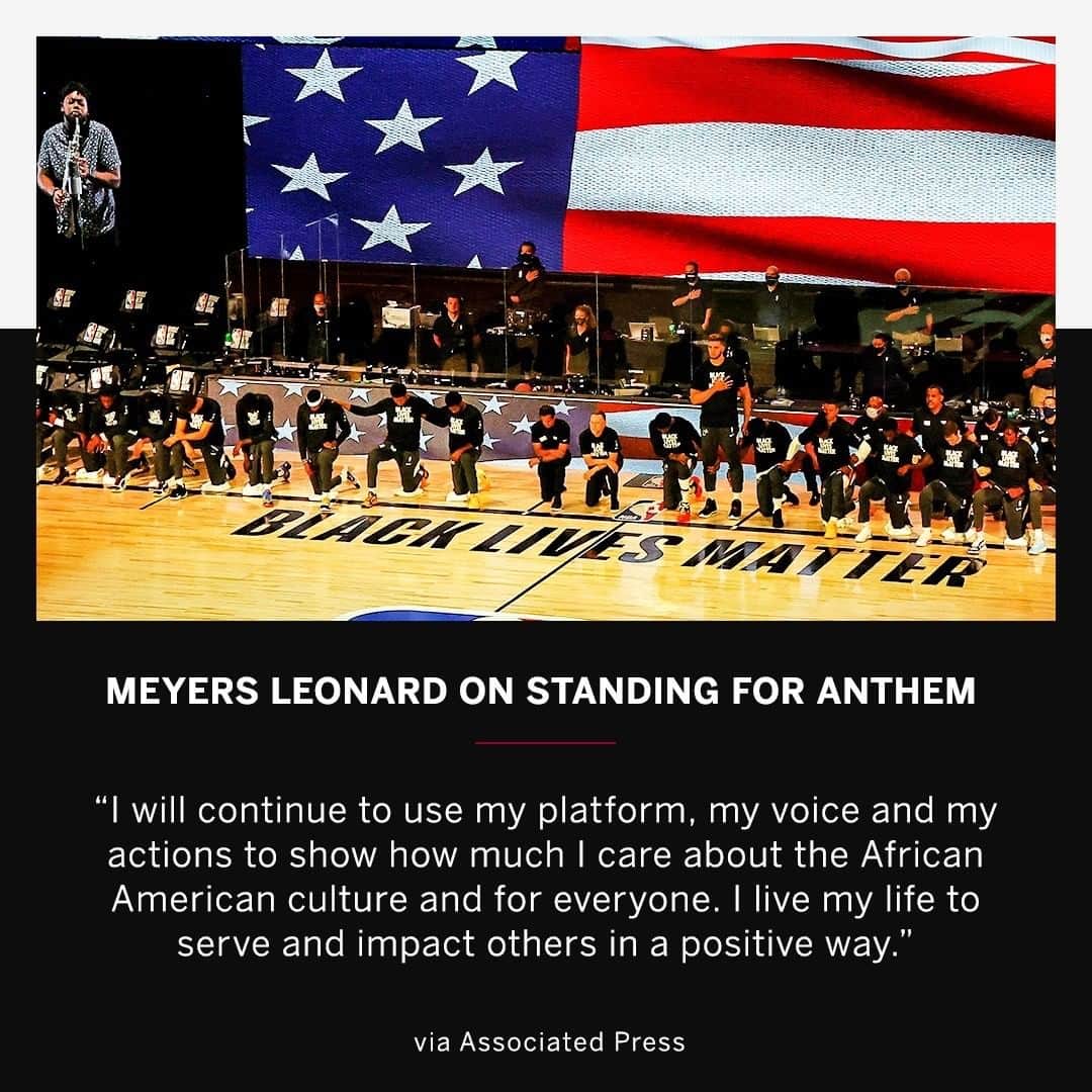 espnさんのインスタグラム写真 - (espnInstagram)「Meyers Leonard explained why he stood during the national anthem before Saturday's game. (via @apnews)」8月2日 5時02分 - espn