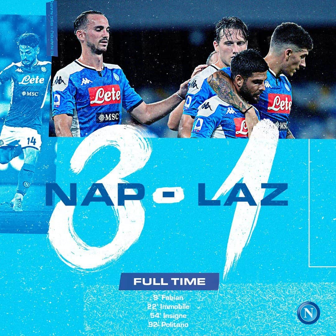 SSCナポリさんのインスタグラム写真 - (SSCナポリInstagram)「⏱ È FINITAAA 👊 ⚽ #NapoliLazio 3-1 🏆 #SerieATIM 💙 #ForzaNapoliSempre」8月2日 5時47分 - officialsscnapoli