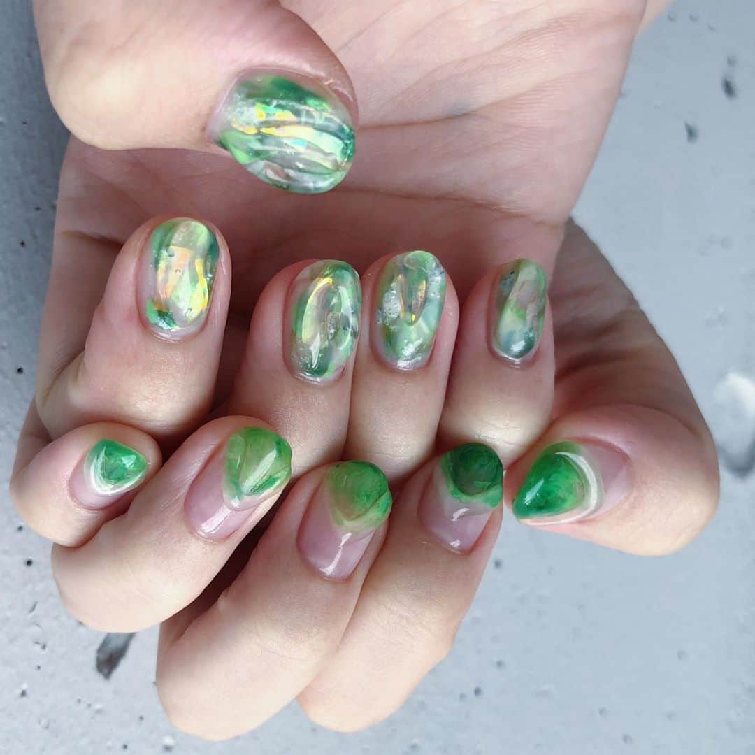 のインスタグラム：「90min/105min  グリーン人気です🦚🐉🥒🍏  本日16時半〜 空きがございます◎ ご都合よろしい方はぜひご予約お待ちしております🍐🌼」