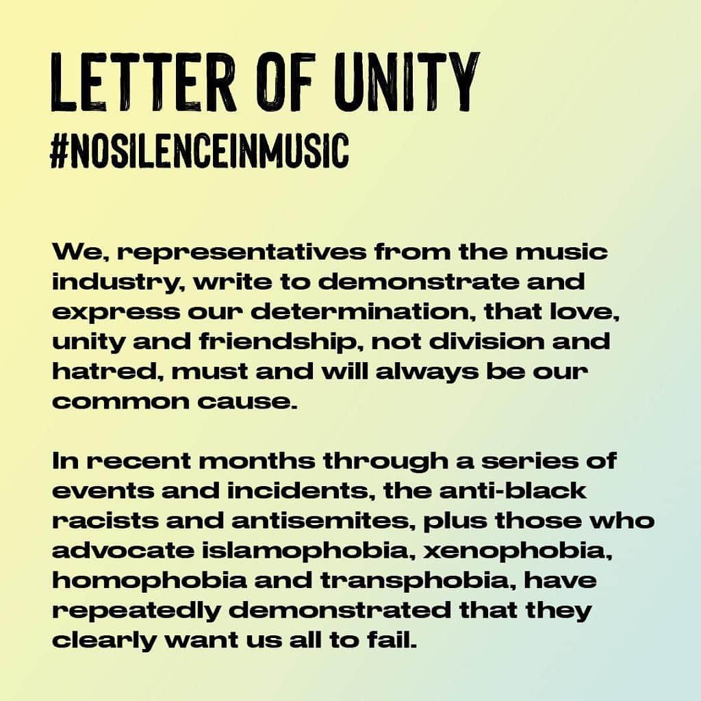 エラ・ヘンダーソンさんのインスタグラム写真 - (エラ・ヘンダーソンInstagram)「#NOSILENCEINMUSIC #unity #standtogether」8月2日 20時56分 - official_ellahenderson