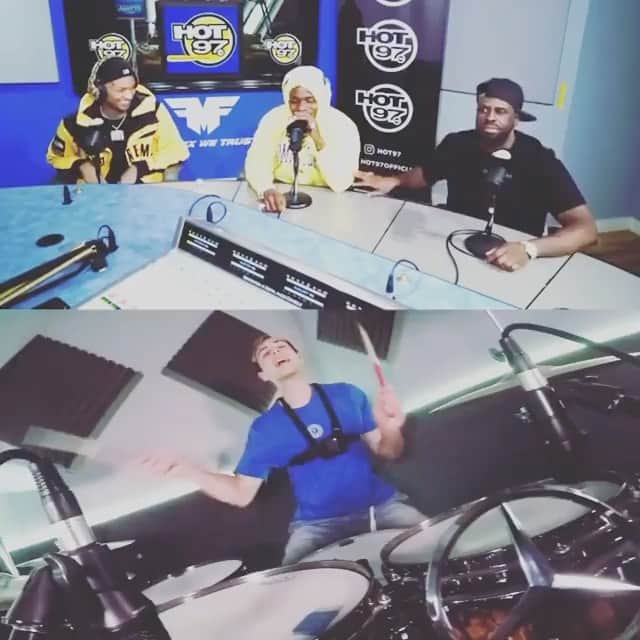 ファンクマスター・フレックスのインスタグラム：「@renowarmathdrums getting it knocking! @dababy x @funkflex !!! Clean !!! What y’all think??? WHO SHOULD I HAVE SPIT BARS NEXT?」