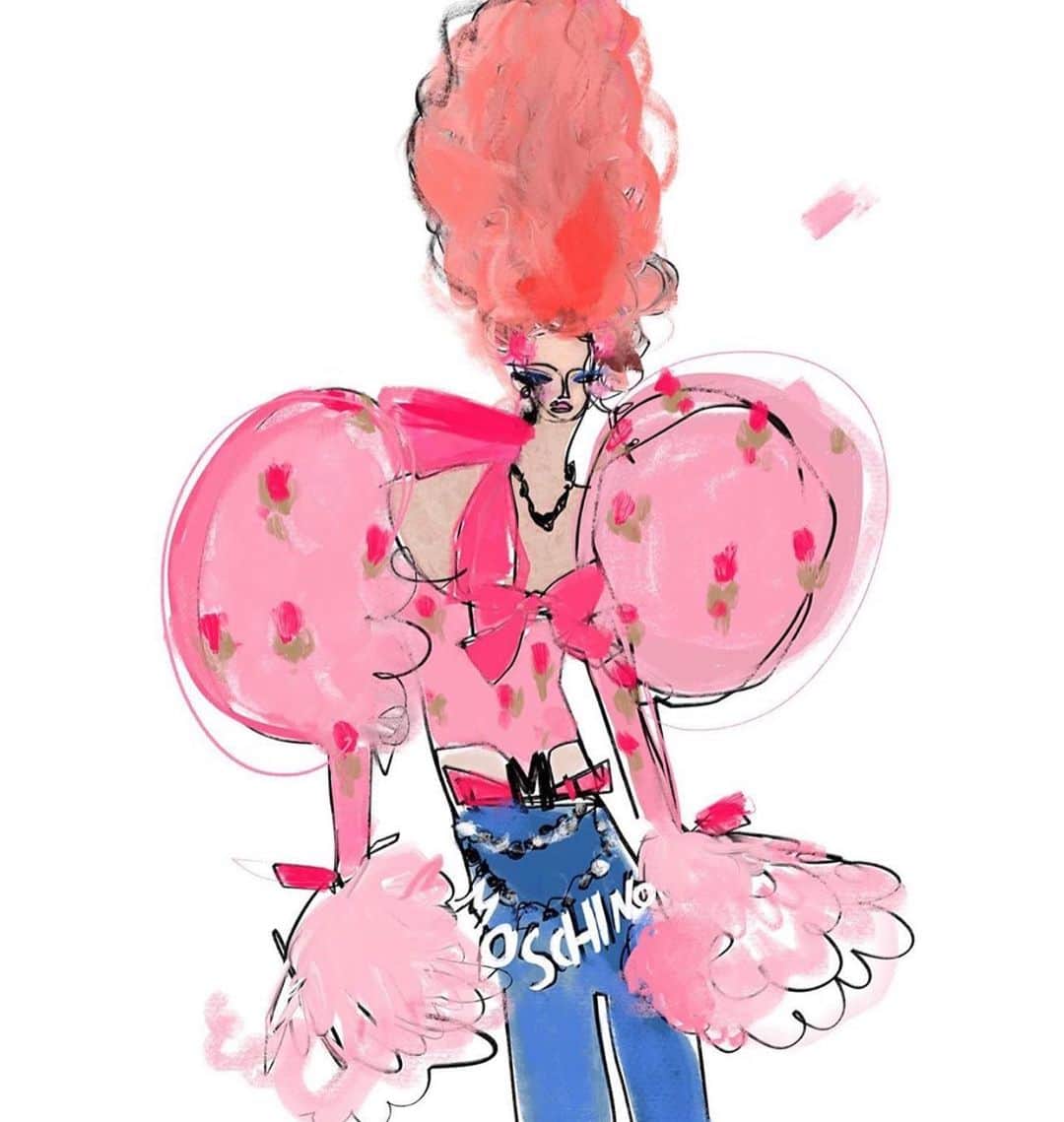 Moschinoさんのインスタグラム写真 - (MoschinoInstagram)「Moschino @annienaran #moschino @itsjeremyscott #fashionillustration #annienaranian」8月3日 0時33分 - moschino