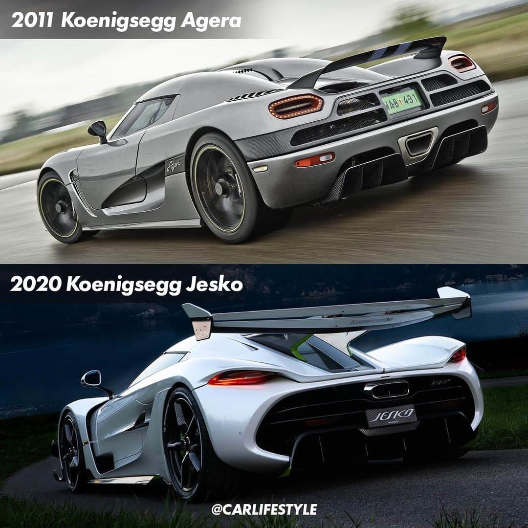 CARLiFESTYLEさんのインスタグラム写真 - (CARLiFESTYLEInstagram)「2011 Agera and 2020 Jesko comparison. Old and New Gen Koenigsegg’s. Which one for you? #carlifestyle @carlifestyle #agera #koenigsegg #jesko」8月3日 2時48分 - carlifestyle