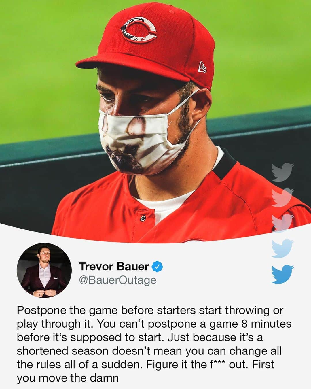 espnさんのインスタグラム写真 - (espnInstagram)「Reds pitcher Trevor Bauer was not happy with MLB's handling of postponing their game.」8月3日 3時13分 - espn