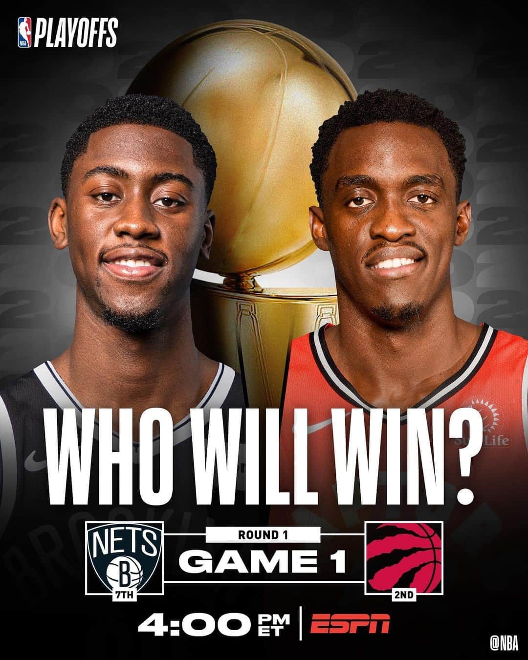 NBAさんのインスタグラム写真 - (NBAInstagram)「The title defense starts TODAY 🏆  The #7 in the East @BrooklynNets take on the defending champion #2 @raptors in GAME 1 at 4:00pm/et on ESPN! #WholeNewGame  WHO WILL WIN?」8月18日 2時38分 - nba