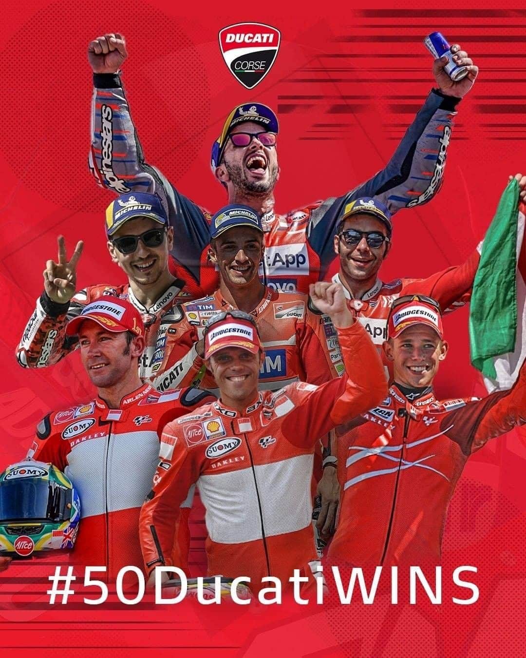Ducati Japanさんのインスタグラム写真 - (Ducati JapanInstagram)「ドゥカティ・チームのアンドレア・ドヴィツィオーゾが、レッドブル・リンクで見事な勝利を収め、ドゥカティにMotoGP通算50勝目をもたらしました。  この50勝達成までに貢献してくれたすべてのライダーとすべての人々、そして長年にわたって素晴らしいサポートをしてくれたすべてのドゥカティスタに感謝します。   #ForzaDucati #ドゥカティいいじゃん #50DucatiWINS」8月17日 18時00分 - ducatijapan