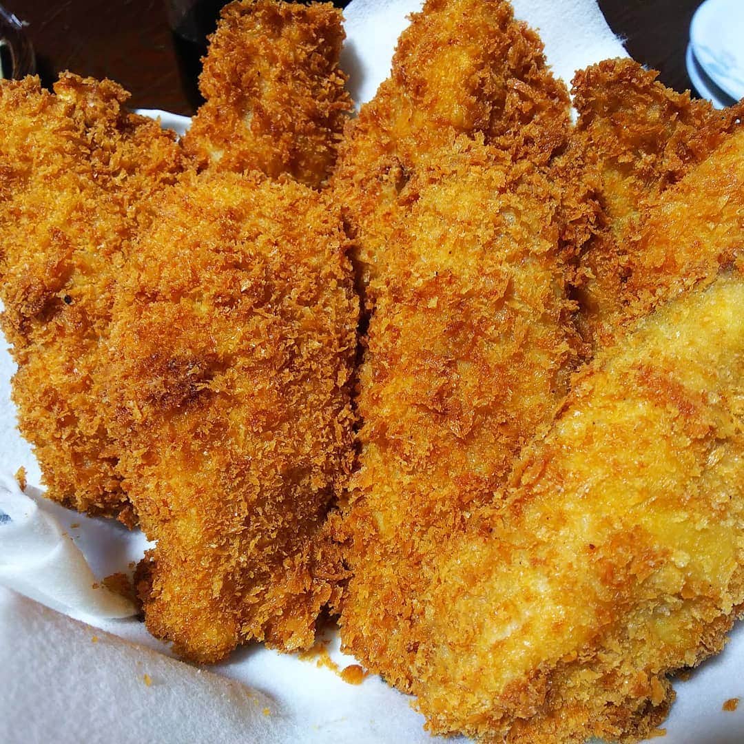 みながわゆみさんのインスタグラム写真 - (みながわゆみInstagram)「#実家でごはん #おっとの料理 #感謝 #ありがとう #フライ #あじフライ #鯵 #ゴーヤチャンプル #ゴーヤチャンプルー #ひやしる #おひたし #おいしい」8月17日 19時06分 - nama.09.19