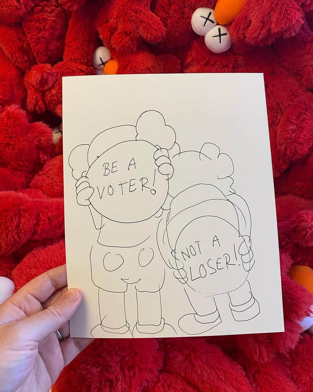 KAWSONEさんのインスタグラム写真 - (KAWSONEInstagram)「Making this a finished drawing is part of this weeks to do list! #VOTE #BEAVOTER」8月17日 22時53分 - kaws