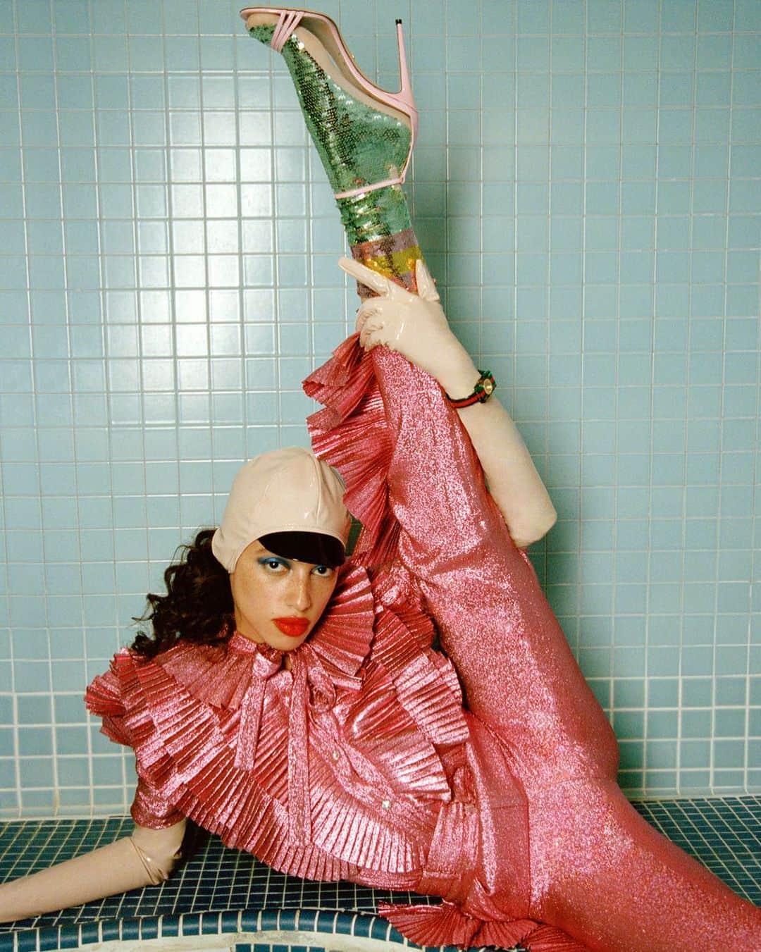 ジル・スチュアートのインスタグラム：「“Slow down, you move too fast you got to make the morning last just kicking down the cobblestones looking for fun and feelin’ groovy -Simon and Garfunkel . Khadijha by Amanda Charchian and Fox & Leopard for Gucci . #simonandgarfunkel #khadijha #amandacharchian #gucci #sequins #fun #glamour #drama #fashion #photography #inspiration」