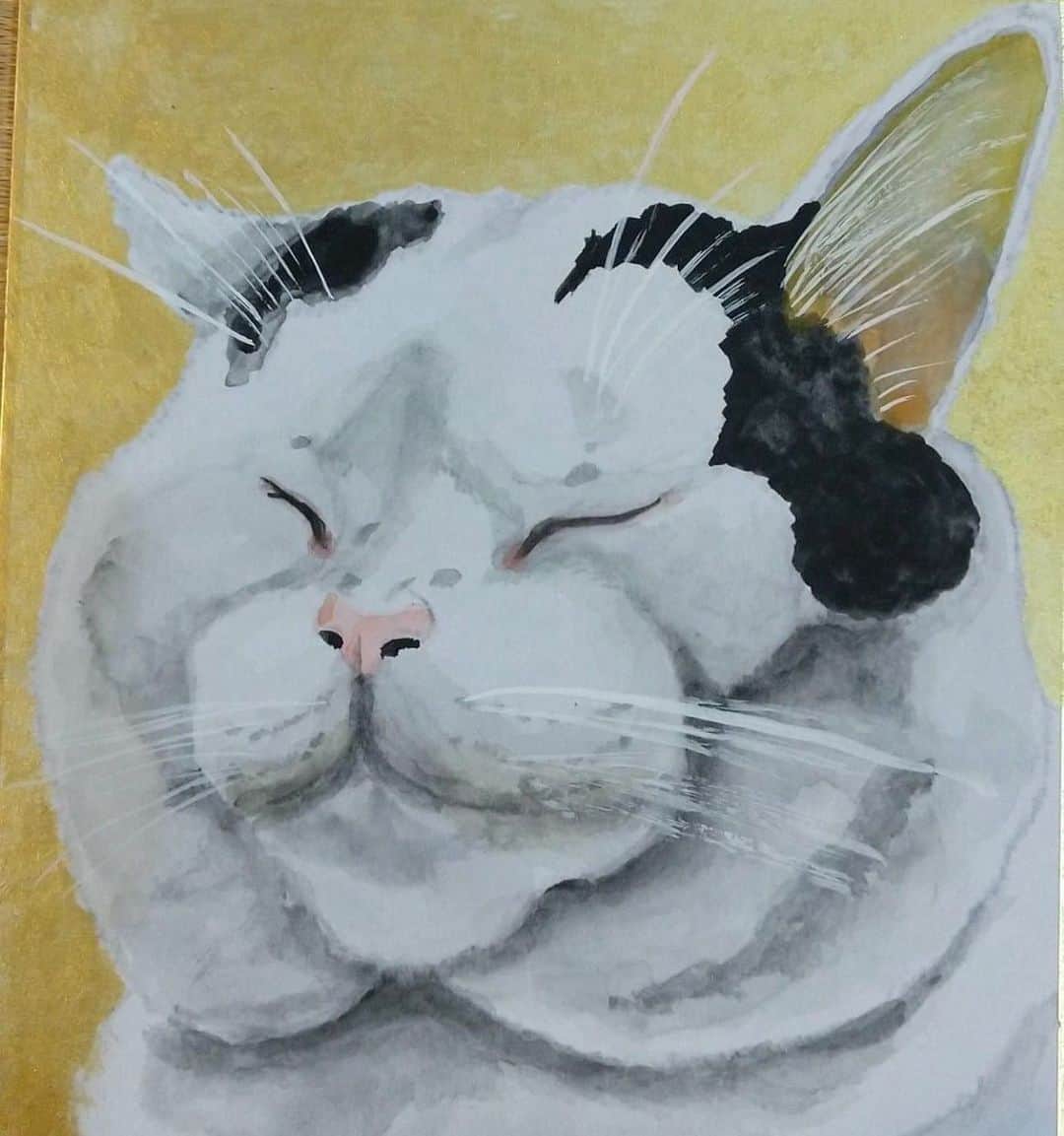Kachimo Yoshimatsuさんのインスタグラム写真 - (Kachimo YoshimatsuInstagram)「秋津屋さんの旦那さんの秋元浩志さんがナナクロを描いてくれました。ありがとうございました。  #うちの猫ら #ナナクロの絵 #nanakuro #ナナクロ #秋津屋 #猫 #ねこ #cat #ネコ #catstagram #ネコ部 http://kachimo.exblog.jp」8月3日 9時48分 - kachimo