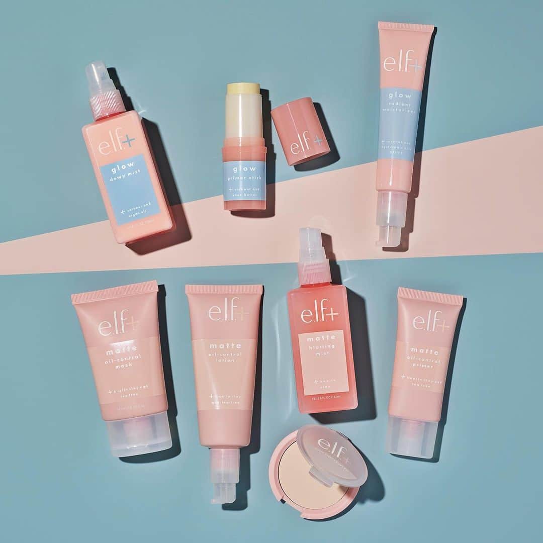 e.l.f.さんのインスタグラム写真 - (e.l.f.Instagram)「Glowing or matte skin? We got you 😉   💗e.l.f.+ Glow Collection: This set will get you that dewy glow with amazing hydrating ingredients like Hyaluronic Acid, Coconut, Argan Oil, and Shea Butter. 💗e.l.f.+ Matte Collection: Control shine with the mattifying powers of Kaolin Clay which helps control and blot away excess oil for a shine-free finish.  Available on our website and @walmart 💫 #eyeslipsface #elfingamazing #elfcosmetics #crueltyfree #vegan」8月3日 10時04分 - elfcosmetics