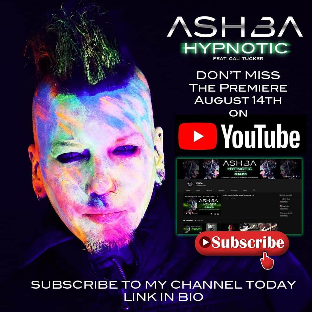 DJアシュバさんのインスタグラム写真 - (DJアシュバInstagram)「Don’t miss the Video Premiere of my Debut Single “HYPNOTIC (feat. Cali Tucker)” on Aug. 14th on @youtube Directed by KasterTroy @level8studios SUBSCRIBE to my channel today!! Link in Bio!! 🔥👽」8月3日 10時22分 - ashba