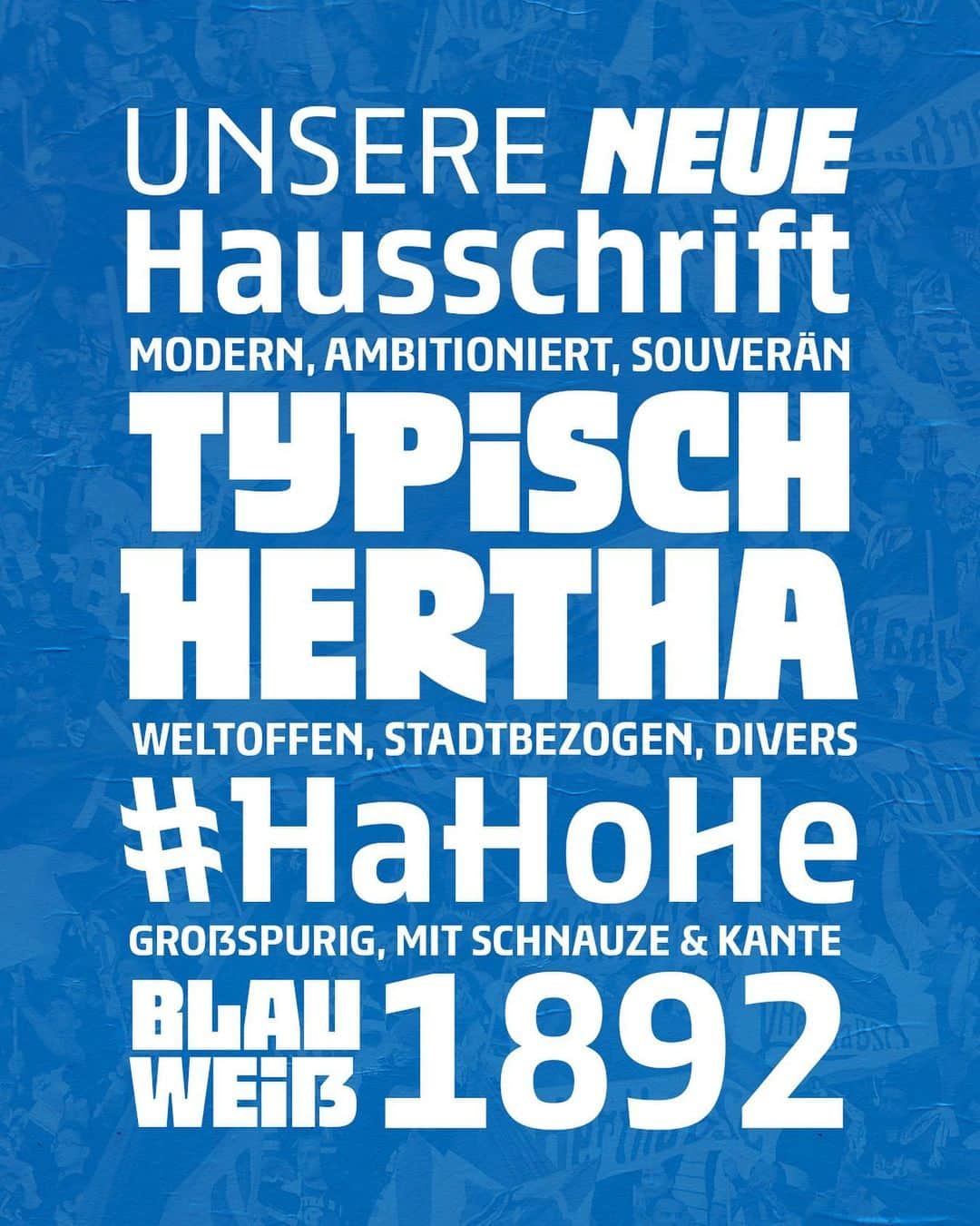 ヘルタ・ベルリンさんのインスタグラム写真 - (ヘルタ・ベルリンInstagram)「Und? Was sagt ihr zu unserer neuen Hausschrift?! 💙😍  #Hausschrift #hahohe #herthabsc」8月3日 18時39分 - herthabsc