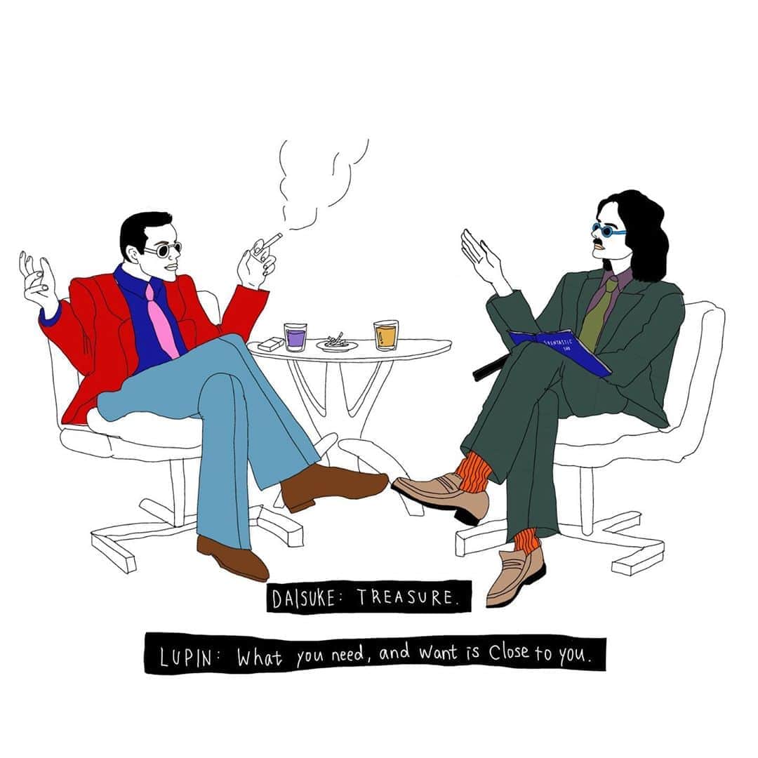 田中シェンさんのインスタグラム写真 - (田中シェンInstagram)「Monday night conversation with lupin and daisuke  🗺🌏🛸  #shentastic #illustration  #ルパンとダイスケ」8月3日 18時42分 - shen_tanaka