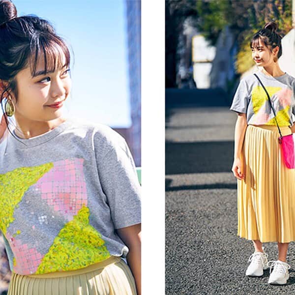 UTme! ユーティミーのインスタグラム：「暑い夏にはこんな涼しげなコーデも☀️お気に入りのデザインをUniqloUのTシャツにオリジナルプリントすれば、個性的な着こなしが✨  #utme #uniqlou #uniqlo #夏コーデ #tシャツ #tシャツコーデ #カラースカート #夏服コーデ」