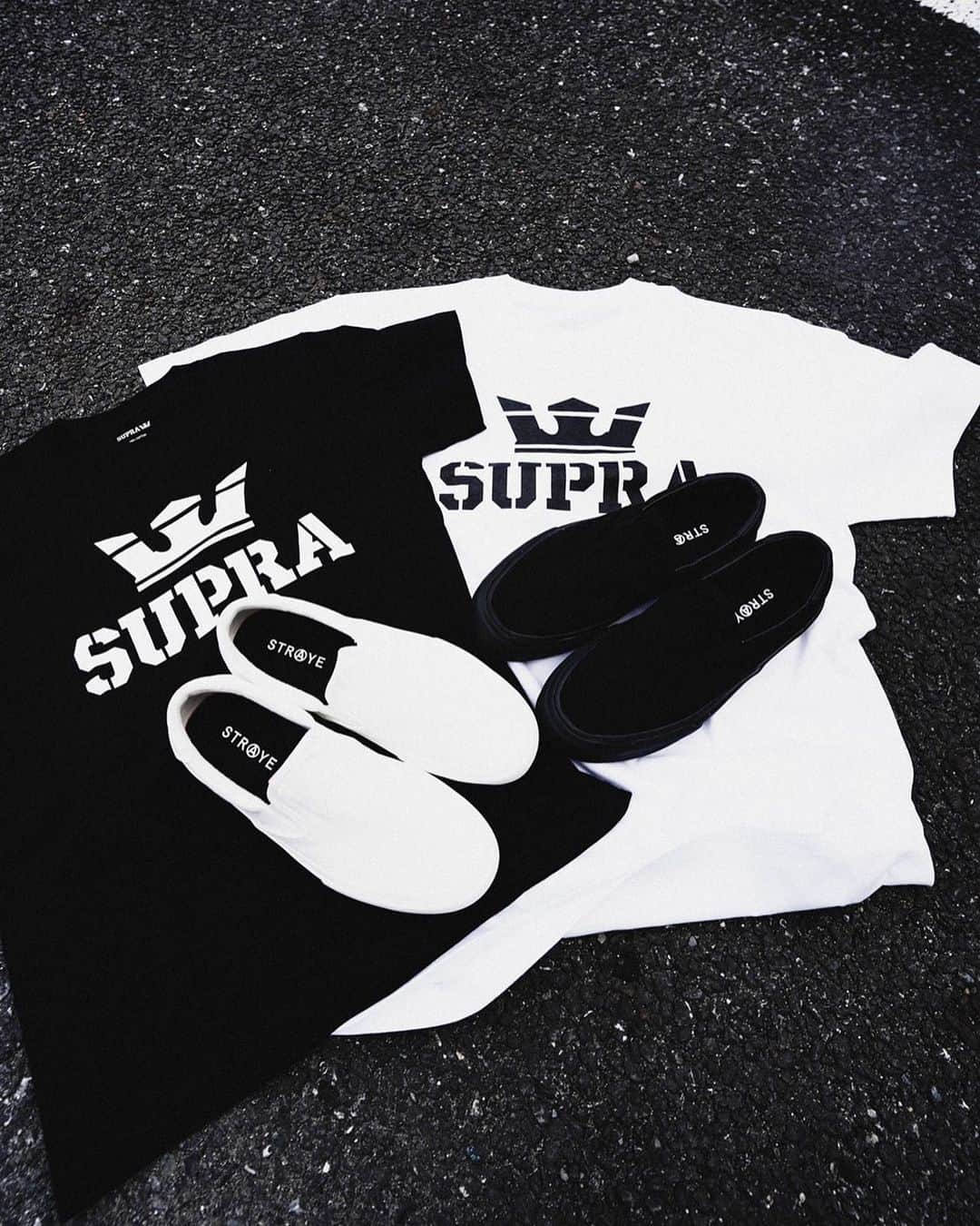 のインスタグラム：「. Re-stock. 【ABOVE REGULAR S/S T-SHIRT】 . -WHITE BLACK- -BLACK WHITE- . STORE & ONLINE . #suprafootweartokyo #sneaker  #t_shirt #harajuku #tokyo #odaiba」