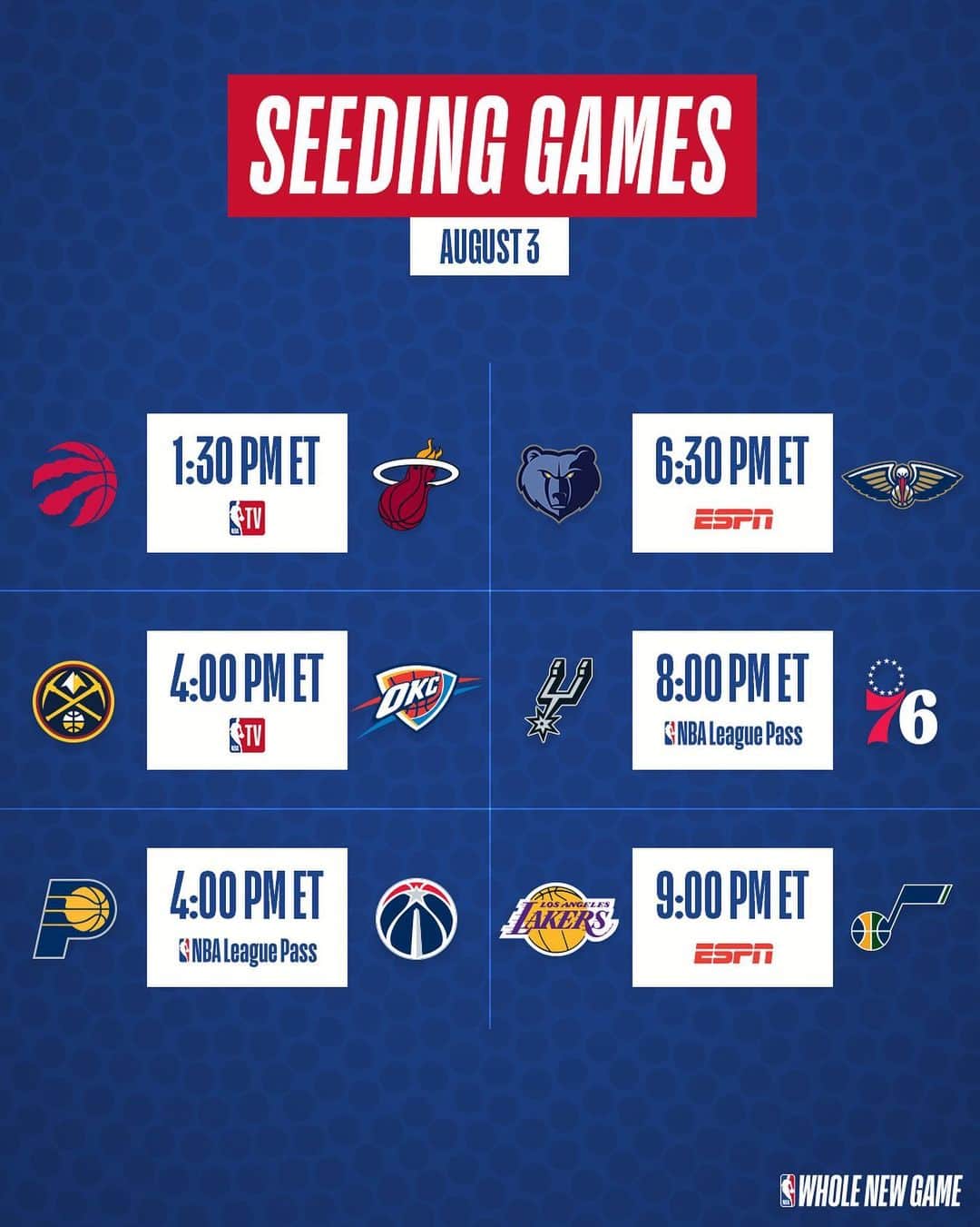 NBAさんのインスタグラム写真 - (NBAInstagram)「Today’s seeding game action tips off at 1:30pm/et! #WholeNewGame」8月3日 21時59分 - nba