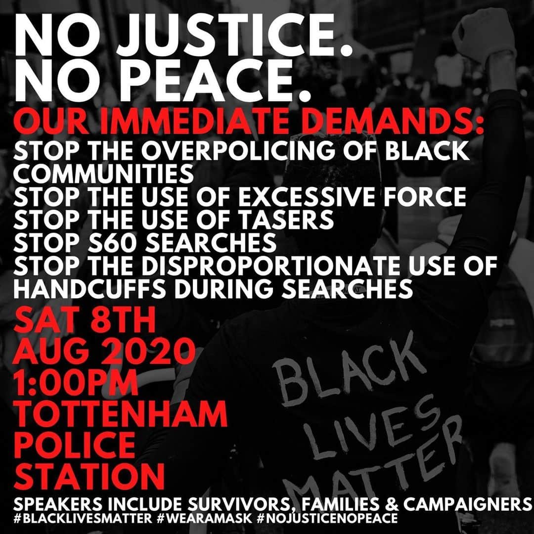WRETCH 32のインスタグラム：「My family would love to see you at our peaceful protest this Saturday outside Tottenham police station. We have a list of demands that we’ve taken to the higher ups but want to reiterate them on the ground. Please feel free to come, share & repost - any support will be appreciated thank you. #Nojusticesofar」