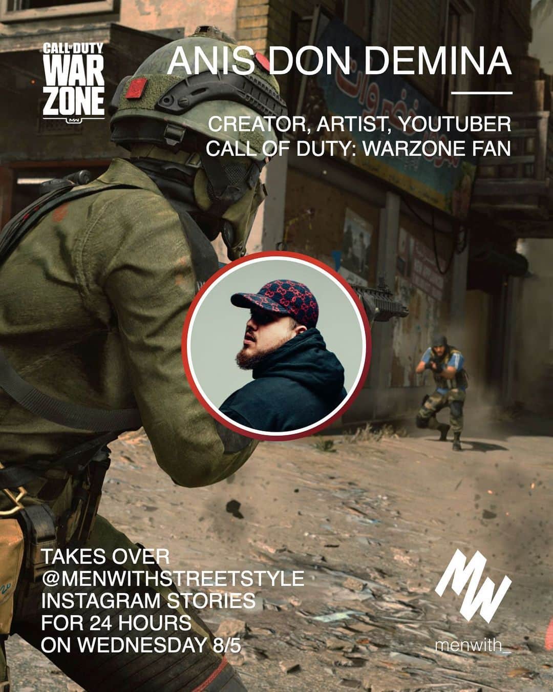 Men Withさんのインスタグラム写真 - (Men WithInstagram)「New season, New takeover! @callofduty brand ambassador @anisdondemina is taking over our Instagram Stories on Wednesday the 5th, stay tuned! #callofduty #warzone #season5」8月3日 22時56分 - menwithstreetstyle