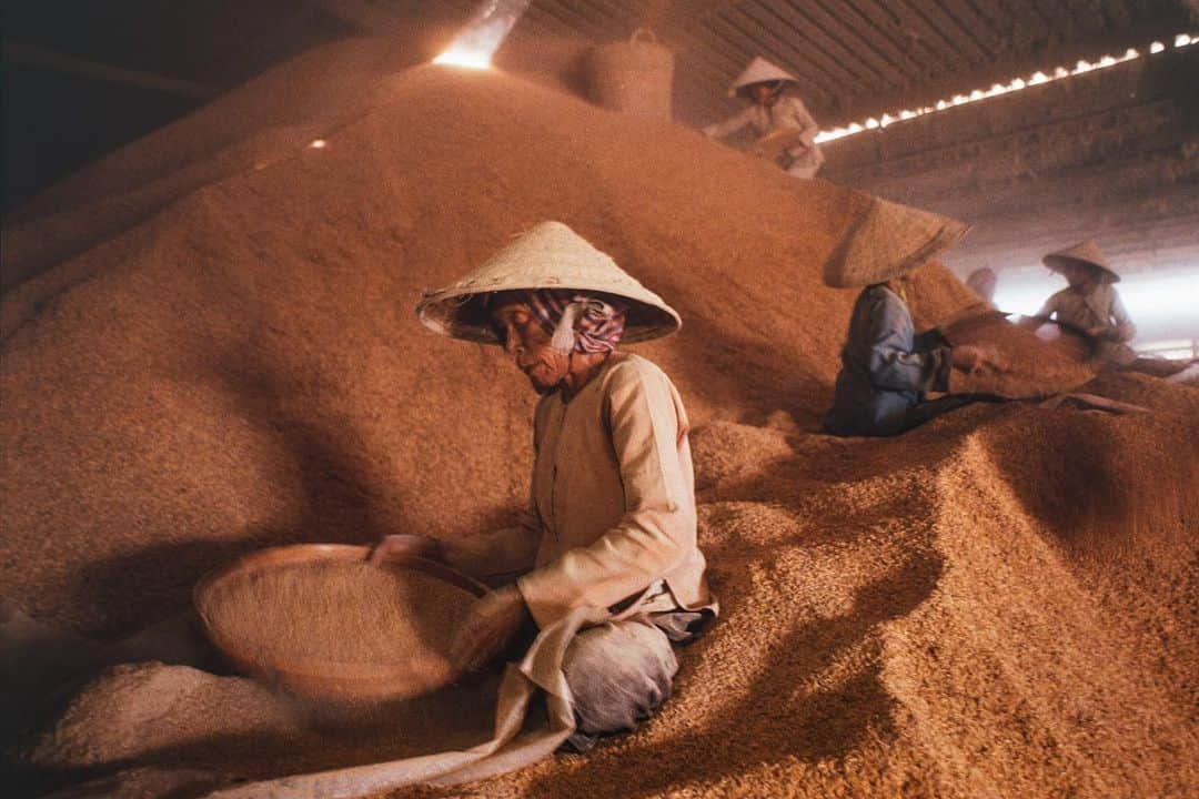 Michael Yamashitaさんのインスタグラム写真 - (Michael YamashitaInstagram)「At a rice mill in the heart of Vietnam’s”rice basket,” women and children collect bran to sell as animal feed. The factory allows villagers who also use the husks for cooking fires, to haul away these waste products from the rice polishing process for free. #mekongdelta #rice #ricebran #vietnam   From the book “Mekong: A Journey on the Mother of Waters”. A limited number of  signed copies of this out of print book are available to purchase from our website michaelyamashita.com or the link in our profile.」8月4日 0時49分 - yamashitaphoto