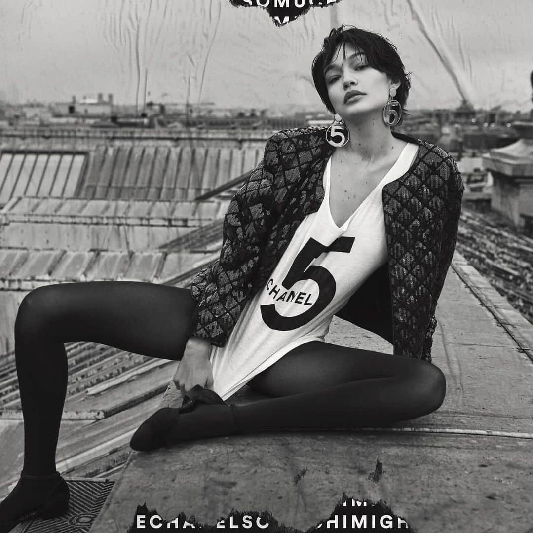 ジジ・ハディッドのインスタグラム：「Parisian Rooftop. December ‘19 @chaossixtynine Chanel Issue. @cassblackbird 🎬」