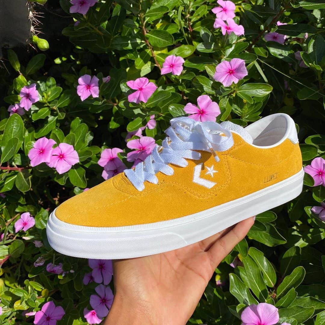 ルーイ・ロペスのインスタグラム：「New joints from the @suminaynay pack ⚠️⚠️⚠️  “Sunflower Gold”  Hyped on these.  ✔️ @converse_cons ✔️」