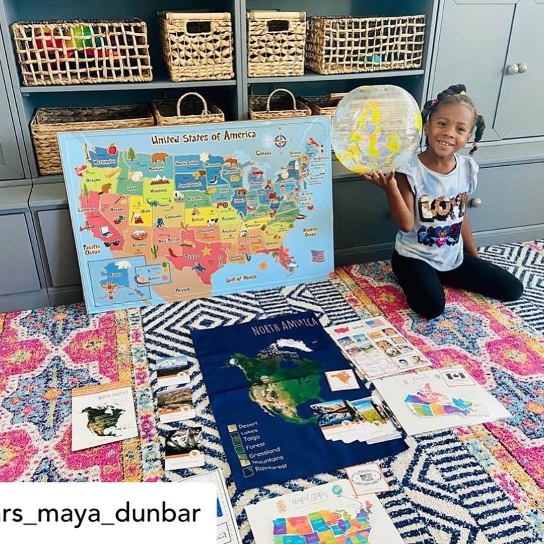 ロックモンド・ダンバーのインスタグラム：「Posted @withregram • @mrs_maya_dunbar Happy Monday! We've embarked on our 2nd wk of homeschool at the Academy of Free Thinkers. In addition to our usual work, we started Geography. Berkeley's having big fun learning about the biomes/states/landmarks etc of N. America. While Czar is mastering his letter sounds with 'help' from his lil' bro, Pharaoh. ❤️✊🏾 #blackhomeschoolers #blackhomeschooling #blackhomeschooling #blackhomeschoolfamily #blackhomeschooler #blackhomeschoolers365 #blackpower #blackpride #blackexcellence✊🏾 #blackchildren #education #geography」