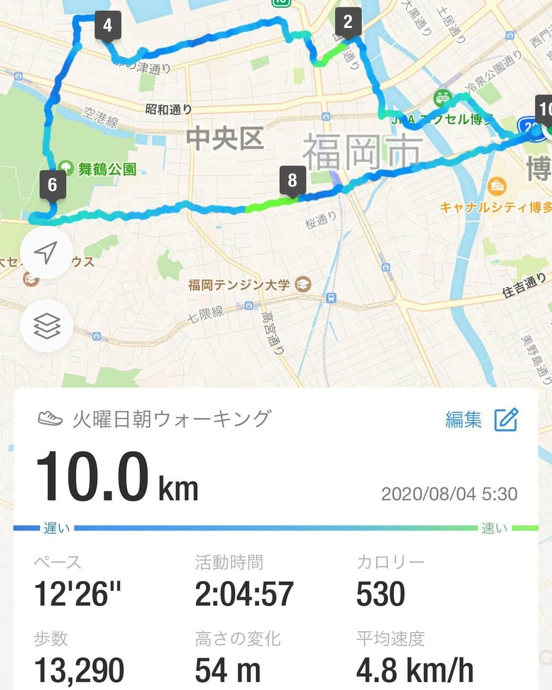 笑福亭恭瓶のインスタグラム：「今朝のウォーキングは福岡城跡を目指して、丁度10km歩きました。朝食は元祖長浜屋で。 昼から高宮で落語会です…、頑張ります！ #笑福亭恭瓶  #元祖長浜屋」