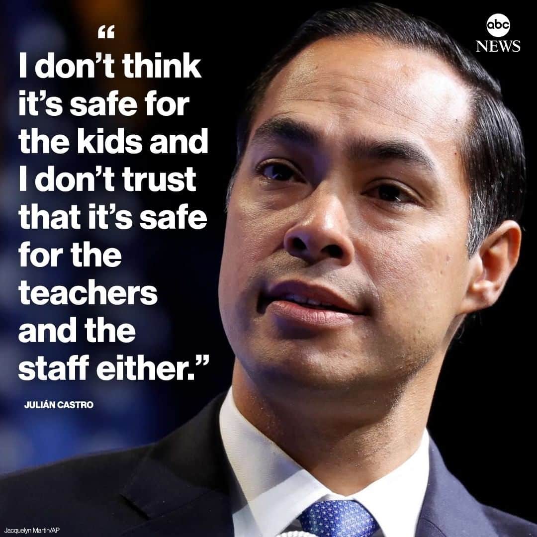 ABC Newsさんのインスタグラム写真 - (ABC NewsInstagram)「As the debate rages among politicians and education administrators over the reopening of schools in the coming months, former Democratic presidential candidate Julián Castro, the father of two young children, says he doesn't feel "comfortable" with the prospect of in-person instruction.⁣ ⁣ "I know, you know, from everything that we read as parents, that it would be better for them, learning-wise, to be able to be in a classroom with a teacher, but I don't think that it's safe right now," Castro said in an @abcnewslive interview. "I don't think it's safe for the kids and I don't trust that it's safe for the teachers and the staff either."」8月4日 9時11分 - abcnews