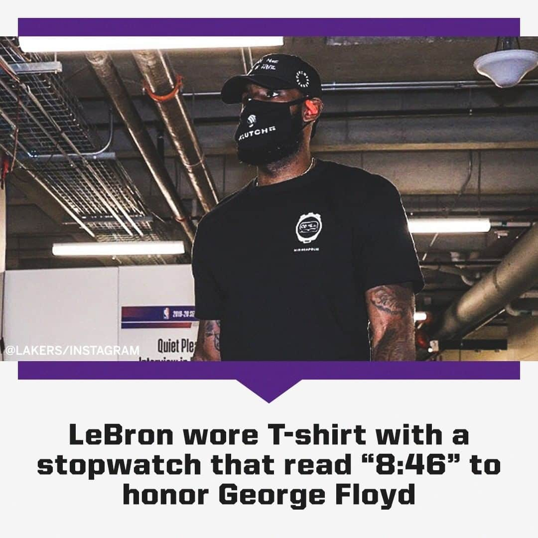 espnさんのインスタグラム写真 - (espnInstagram)「LeBron arrived for the Lakers' game on Monday in a black T-shirt addressing a message bigger than basketball. Link in bio for more. (via @lakers, @kingjames)」8月4日 22時00分 - espn