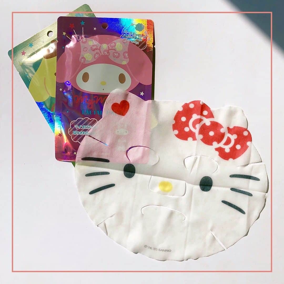 のインスタグラム：「【本日のご褒美】サンリオのキャラクターに“なりきり”シートマスクを発見！👀✨ パールエッセンスが配合され、保湿効果もばっちり。サンリオ公式ショップや百貨店のサンリオコーナーで購入可能です🌸 サンリオキャラクター フェイシャルパック 各￥400 . #本日のご褒美 #火曜日はビューティの日  #beautytuesday #todayslittlehappiness #VOGUEGIRLエディターのお気に入り #フェイスマスク #サンリオ ©'76,'96,'01 SANRIO 著作 (株) サンリオ」