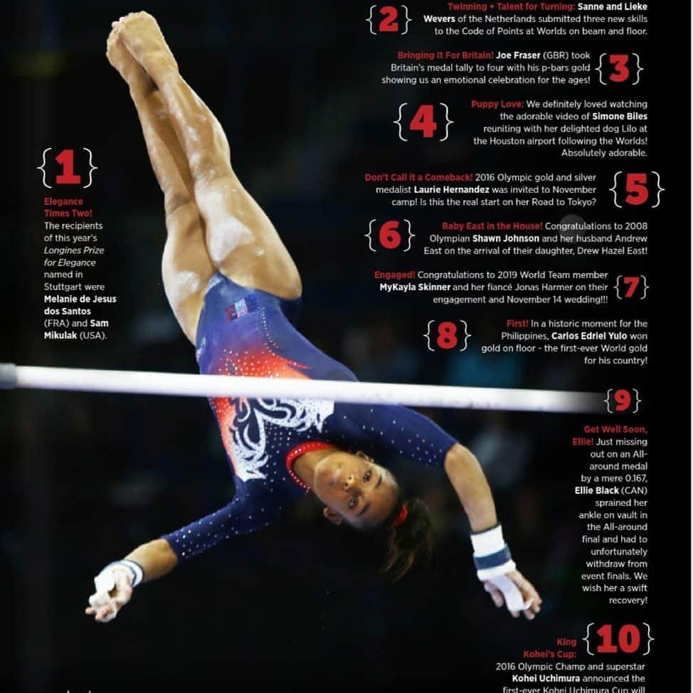 Inside Gymnasticsさんのインスタグラム写真 - (Inside GymnasticsInstagram)「Throwback to @melanie_djds972 gracing the Inside Buzz feature in our 2019 Worlds issue!!! 👏👏👏  #insidegymnastics #magazine #bettertogether #gymnast #artistry #elegance #flying   Photo by @graceclick  See 👀 link in bio or www.insidegymnastics.com to read FREE digital issues and subscribe! Enter code INSIDER to save 15% at www.shopinsidenation.com」8月4日 21時42分 - insidegym