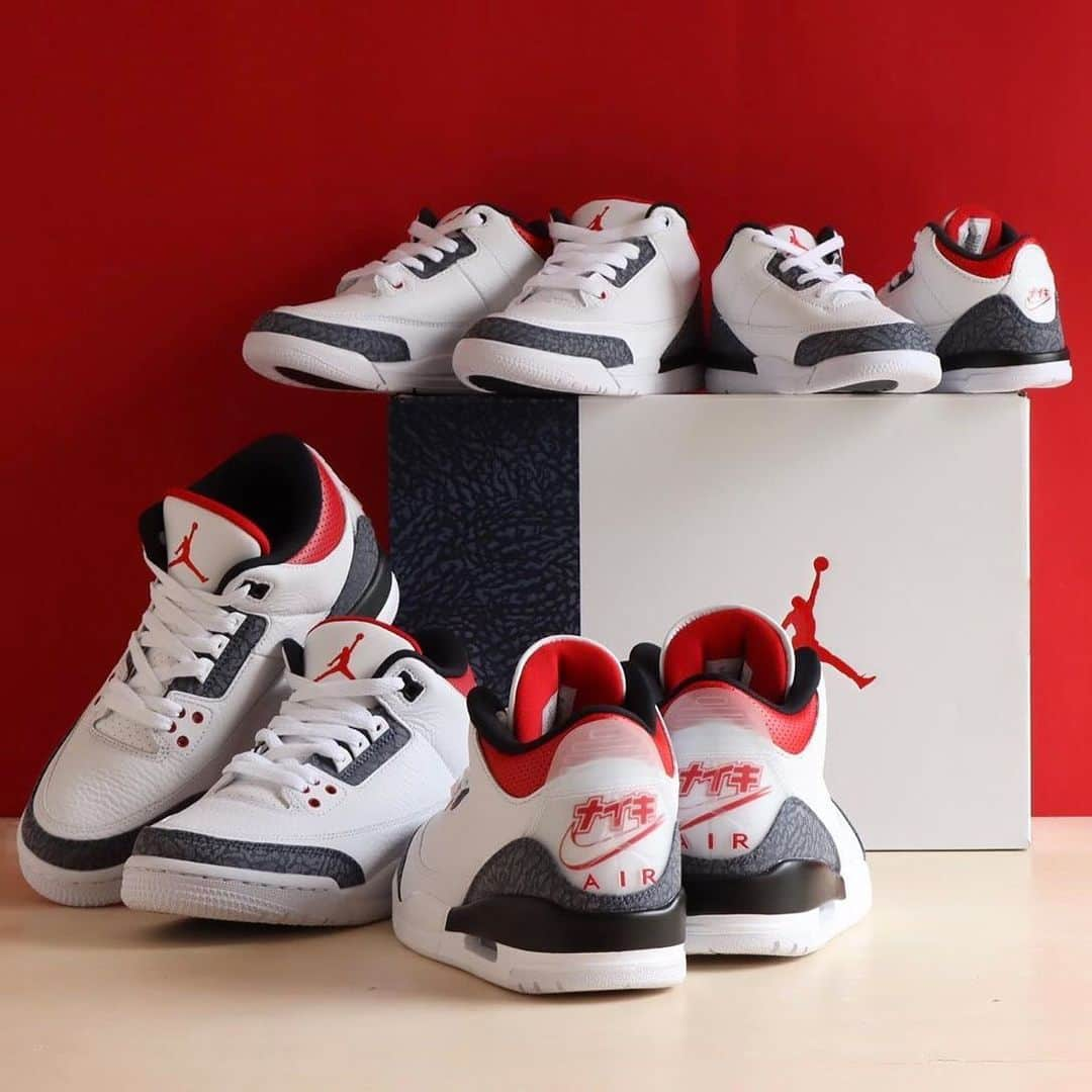 HYPEBEASTさんのインスタグラム写真 - (HYPEBEASTInstagram)「@hypebeastkicks: @jumpman23 offers an official look at a Japan-exclusive CO.JP iteration. Dressed in a grey elephant-printed denim, a white tumbled leather base and pops of red, the signature detailing on the shoe comes in the form of a translucent heel tab. It features a standard Jumpman logo covering a @nike Air heel hit that swaps out the “Nike” above its Swoosh for three Japanese katakana. Arriving in full family sizes, the shoe is set to release via Nike SNKRS Japan come August 7. ⁠⠀ Photo: @atmos_japan/Nike」8月4日 13時27分 - hypebeast