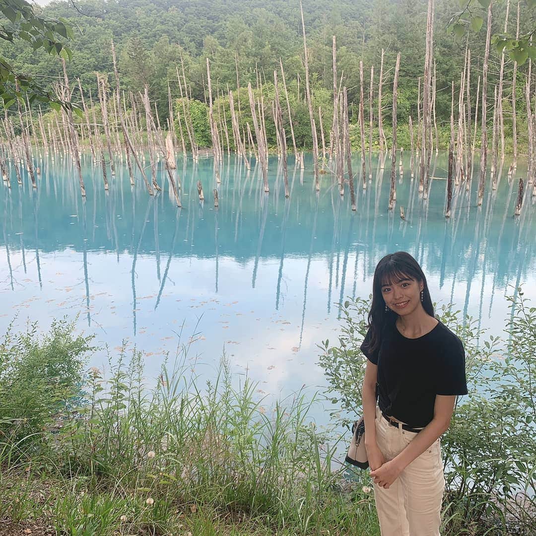 檜山奈南果さんのインスタグラム写真 - (檜山奈南果Instagram)「. 夏休みが始まったので家族で行ってきました🕊 北海道に住んでるけど行ったことなかったので綺麗で感動しました🤍 . #instagood#instalike#l4l #青い池#四季彩の丘#北海道」8月4日 16時37分 - nanaka_hiyama_official