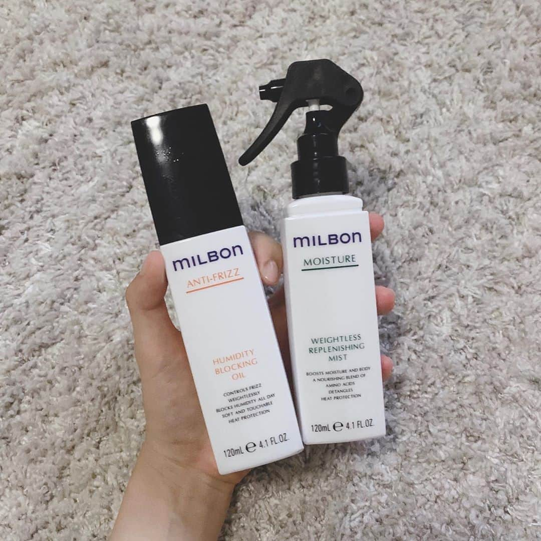 大友花恋さんのインスタグラム写真 - (大友花恋Instagram)「シャンプーとトリートメントもMILBON。 アウトバスケアもMILBON。 乾かす前に、右をシュッ。 乾いたら、左をちょん。 久しぶりのロング、うるさらツヤを目指したいのです。」8月4日 18時38分 - karen_otomo