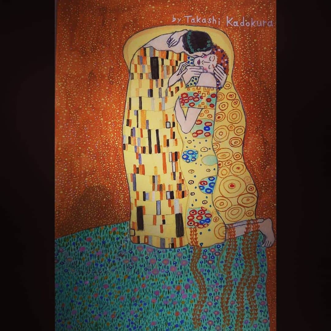 門倉貴史さんのインスタグラム写真 - (門倉貴史Instagram)「グスタフ・クリムトの『接吻』を点描で模写しましたっ❗❗  イエーイ🤓😁イエーイ🤓😁イエーイ🤓😁  #クリムト #Klimt #接吻 #点描画 #金箔 #門倉貴史」8月4日 18時52分 - takashikadokura