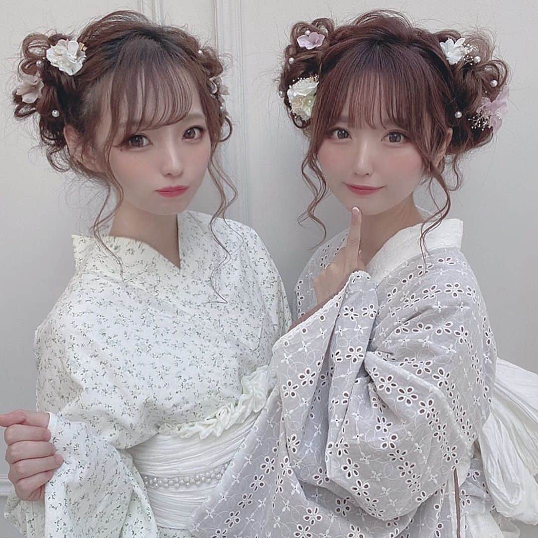かなてゃんさんのインスタグラム写真 かなてゃんinstagram かななちゅ双子 真っ白浴衣も可愛い Village Kyoto ヘアアレンジ 浴衣 着物 浴衣ヘアアレンジ 双子コーデ おそろコーデ 京都 京都カフェ 京都観光 レンタル着物 関西サロモ