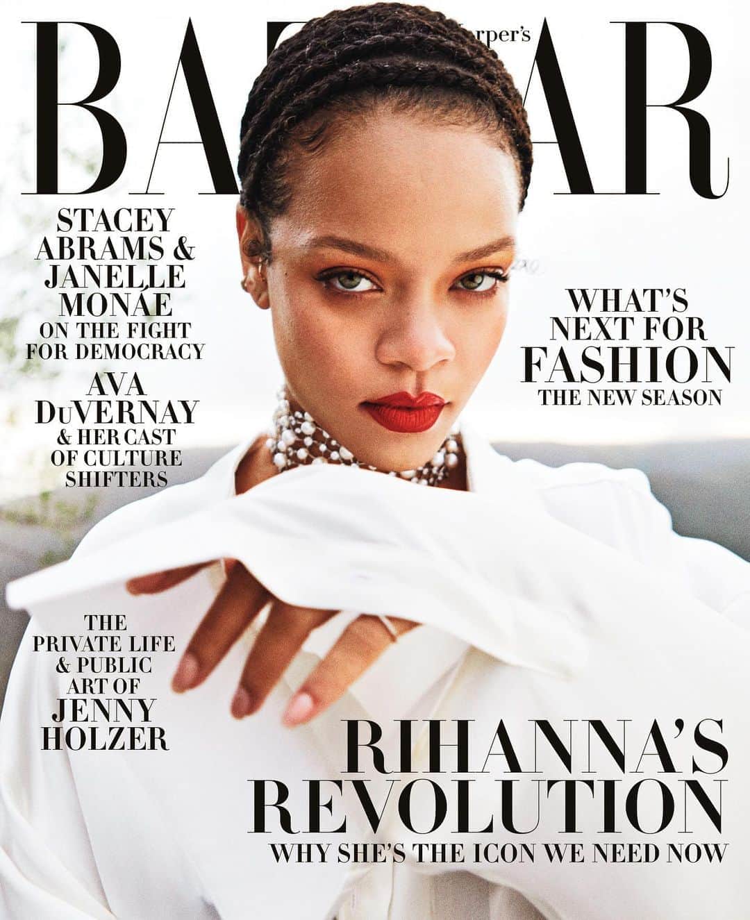 リアーナのインスタグラム：「dress by @fenty ... skin by God! Thank you @harpersbazaarus for featuring @fentyskin in this special September 2020 issue! 🙏🏿  Photographer: @graysorrenti  Creative Director: @jenbrillbrill  Profile written by @kahlanabarfield  Hair: @ursulastephen Makeup: @priscillaono Nails: @kimmiekyees」