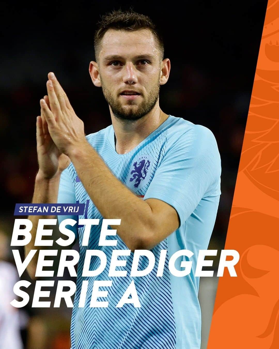 サッカー オランダ代表チームさんのインスタグラム写真 - (サッカー オランダ代表チームInstagram)「Mooi, mooi! Stefan de Vrij is verkozen tot beste verdediger van het afgelopen seizoen 👏🇮🇹」8月4日 23時39分 - onsoranje