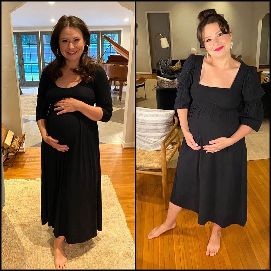 ケイティ・ロウズさんのインスタグラム写真 - (ケイティ・ロウズInstagram)「Two days - two little black dresses. And by little, I mean maternity little. And they’re so comfy!  Day 1: @hatchgal - thanks for making CHIC maternity clothes!  Day 2: @rachelpally - i love youuu and and everything you make!  Thank you @nicolechavezstyle for styling and helping me pick accoutrements from afar! Love u and your genius talent. 👗」8月4日 23時53分 - ktqlowes