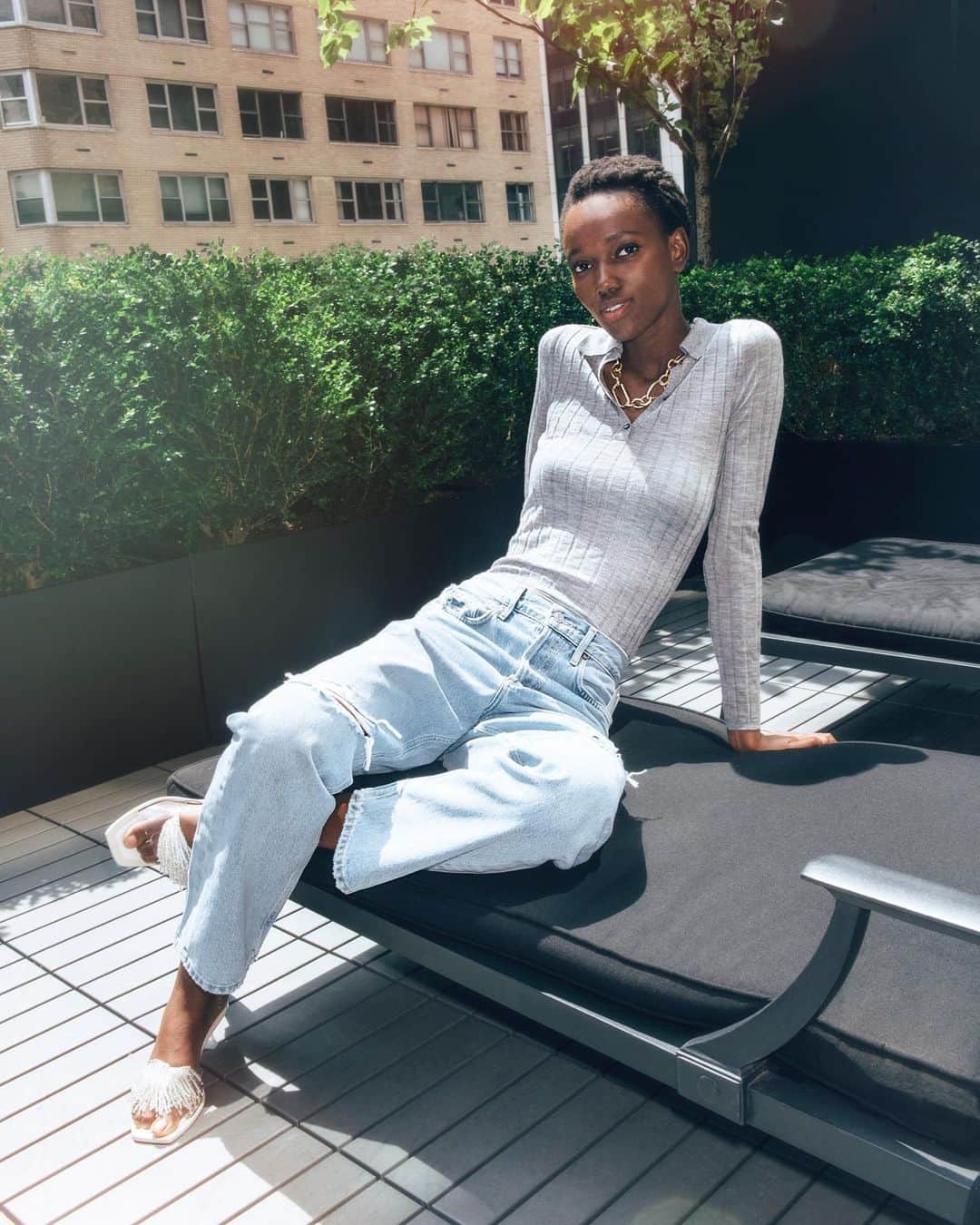 Saks Fifth Avenueのインスタグラム：「Can't go anywhere else, so why not go back to the '90s in @agolde's mid-rise, washed out jeans.」