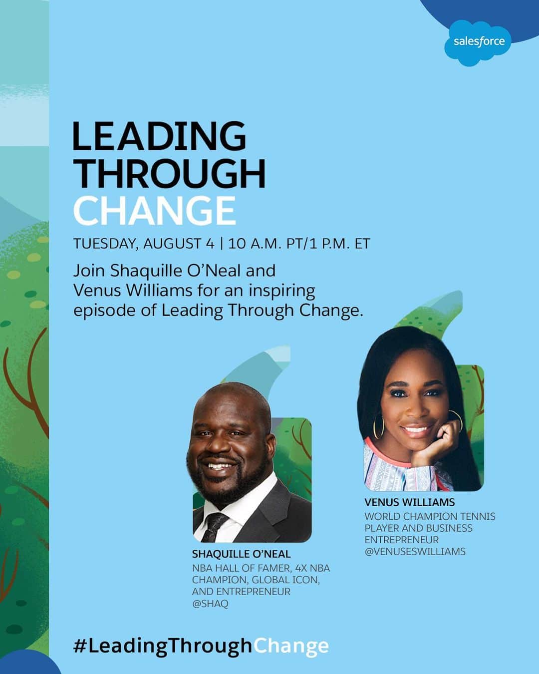 のインスタグラム：「I am joining basketball champion @SHAQ on @Salesforce's #LeadingThroughChange! Join us for an all-star episode, live on August 4 at 10 a.m. PT: https://sforce.co/LeadingThroughChange」