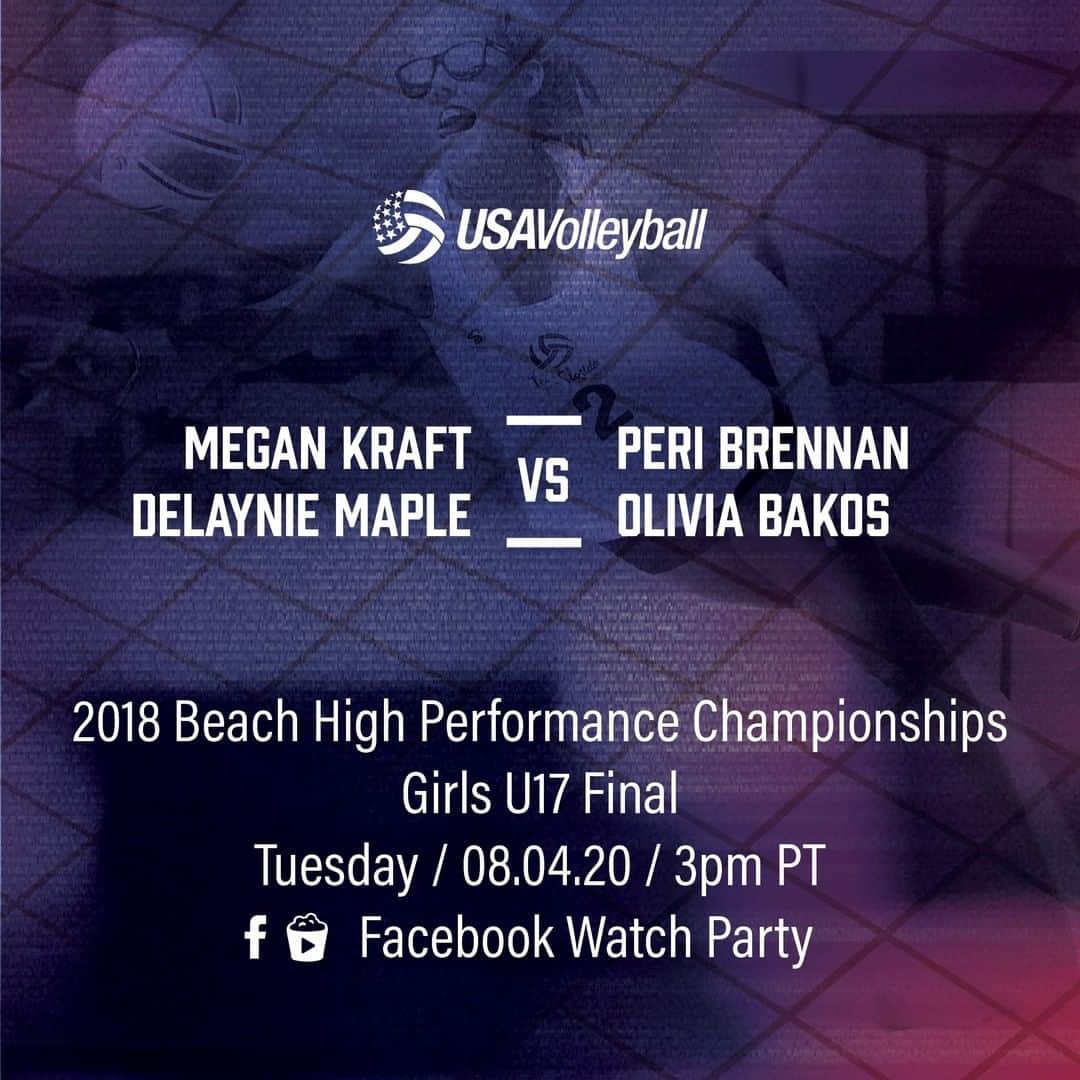 USA Volleyballさんのインスタグラム写真 - (USA VolleyballInstagram)「Beach volleyball fans, remember these names because they'll soon be doing big things at the collegiate level! Megan Kraft and Delaynie Maple vs Peri Brennan and Olivia Bakos in the 2018 Girls U17 Final was a fun one and gave us a preview of the up-and-coming talent in beach volleyball!  Head over to the USA Volleyball Facebook now (link in bio) and set your ⏰ to watch it Live at 3pm PT! #USAVwatchparty」8月5日 1時00分 - usavolleyball