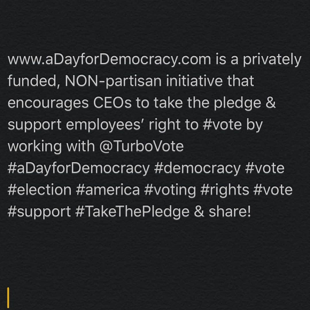 エリザ・ドゥシュクさんのインスタグラム写真 - (エリザ・ドゥシュクInstagram)「www.aDayforDemocracy.com is a privately funded, NON-partisan initiative that encourages CEOs to take the pledge & support employees’ right to #vote by working with @TurboVote #aDayforDemocracy #democracy #vote #election #america #voting #rights #vote #support #TakeThePledge & share! LINK IN BIO! 🇺🇸」8月5日 2時36分 - elizadushku