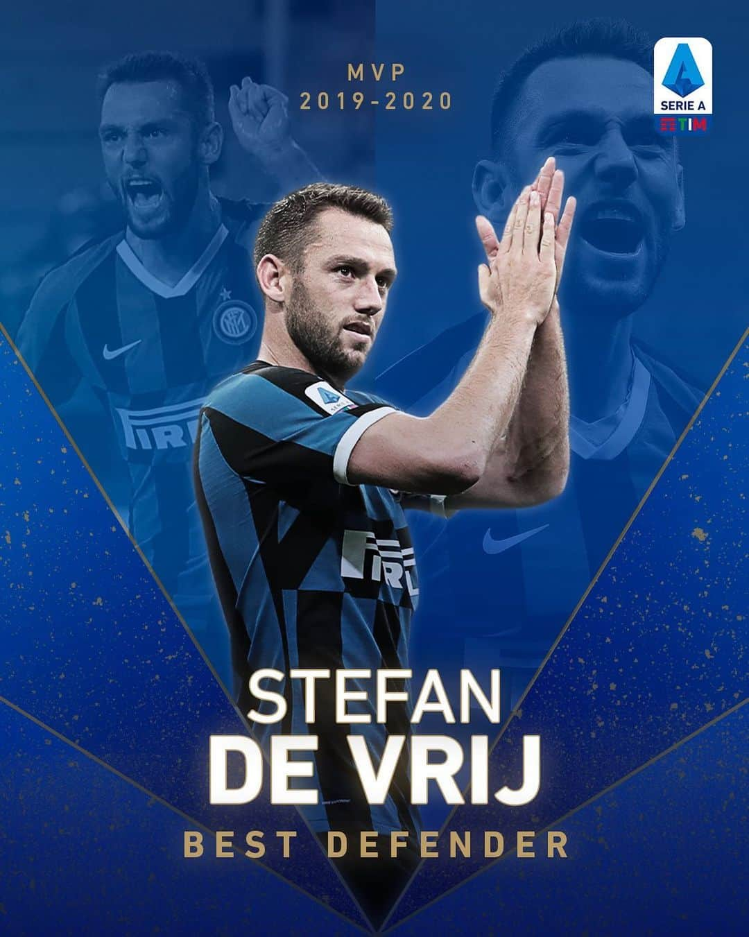 ステファン・デ・フライのインスタグラム：「Grazie @seriea per questo riconoscimento! E grazie ai miei compagni, al mister e a tutto lo staff per averlo reso possibile 💪⚫️🔵 Thank you for this award, @seriea! And a big thanks to my teammates, the Coach and all the staff for making this possible 💪⚫️🔵」