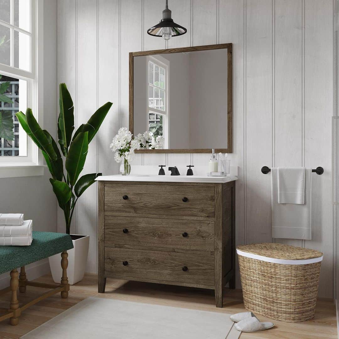 マーサ・スチュワートさんのインスタグラム写真 - (マーサ・スチュワートInstagram)「Give your bathroom a design upgrade without having to go through a full-on renovation. @marthastewart48’s Willow vanity features ample counter space and deep drawers to organize all of your bathroom essentials. Shop Martha’s collection on @amazon. 👆🏼」8月5日 9時10分 - marthastewart