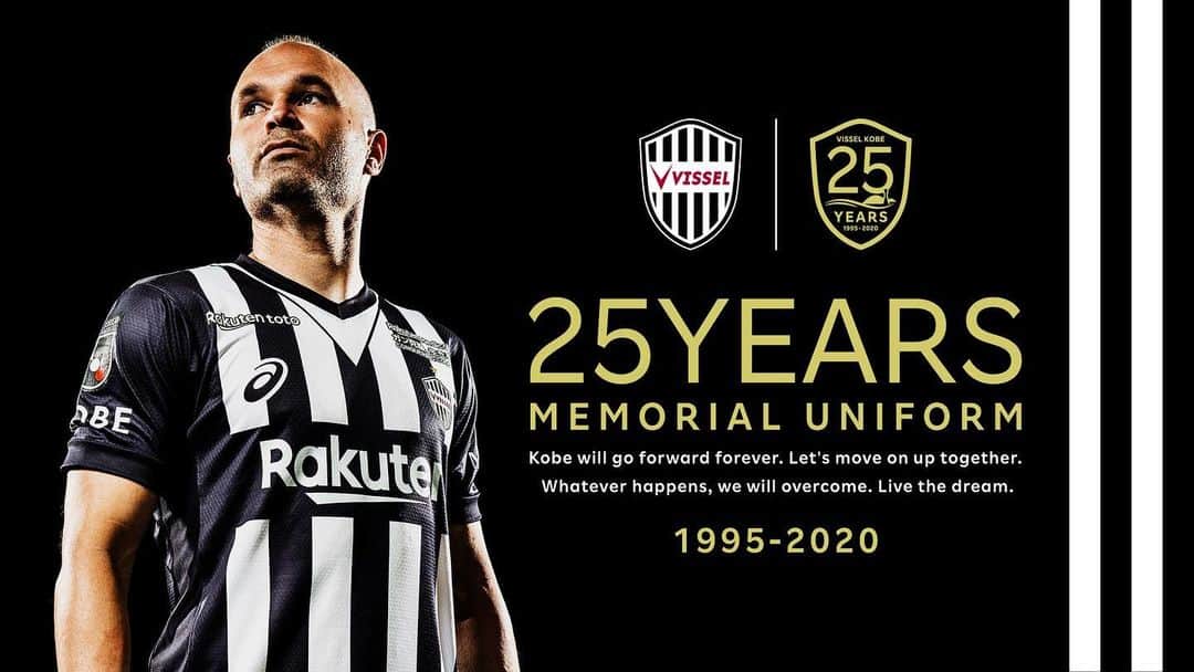 のインスタグラム：「25周年記念ユニフォームデザイン決定。 発売は本日5日（水）19時から！⚫⚪  The 25th anniversary kit has arrived! The shop opens tonight at 19:00. ⚫⚪  #ヴィッセル25周年 #vissel #visselkobe #ヴィッセル #ヴィッセル神戸 #Kobe #神戸 #WeAreKobe #KobeForeverForward #一致団結 #JLeague #Jリーグ」
