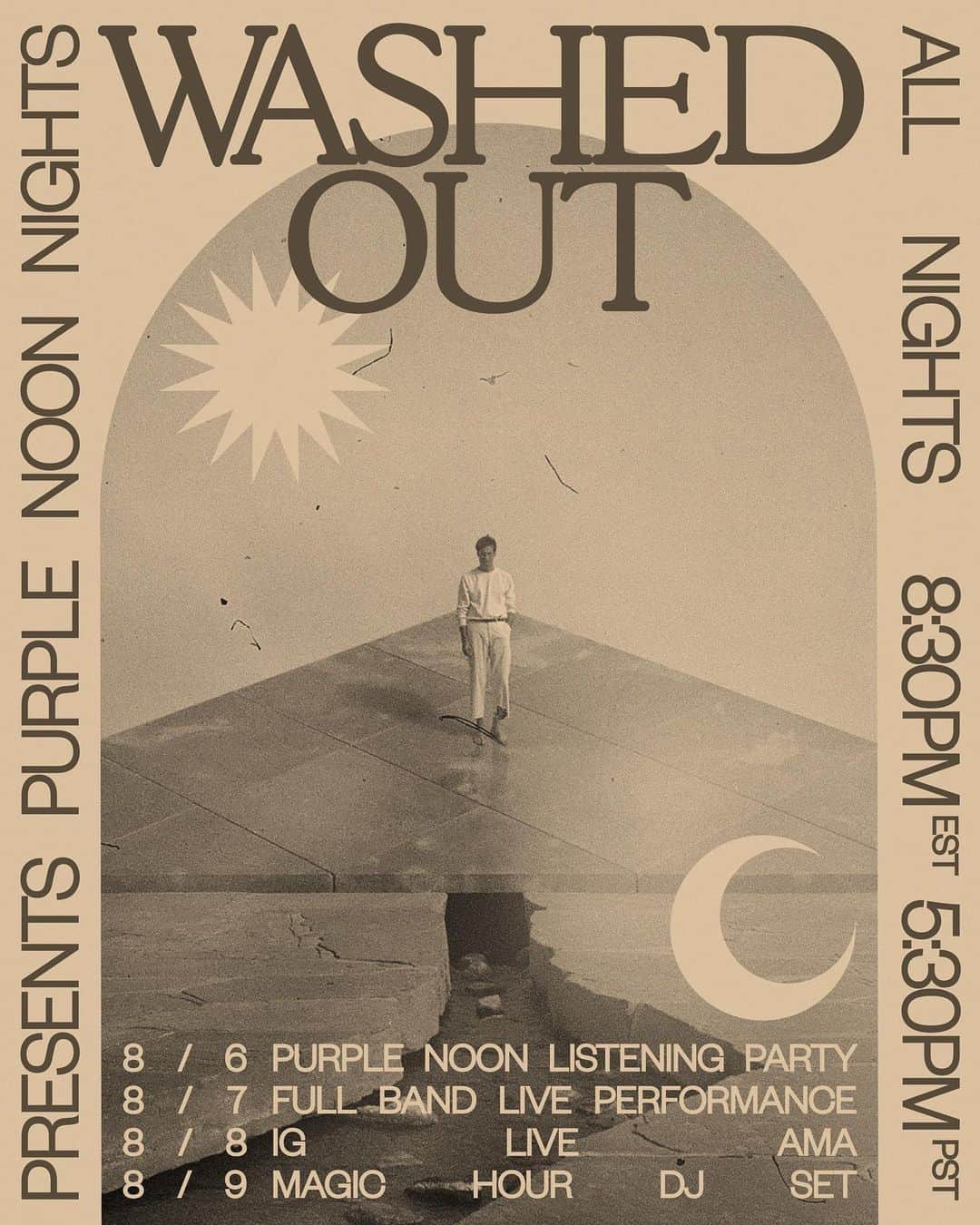 アーネスト・グリーンのインスタグラム：「I planned some special magic hour activities to celebrate the release of Purple Noon with you all. All wknd during magic hour in the usual spots ( IG Live, YT, FB, Twitch ) see you all there! Poster design by @miriamjcb photo by @shanemccauley」